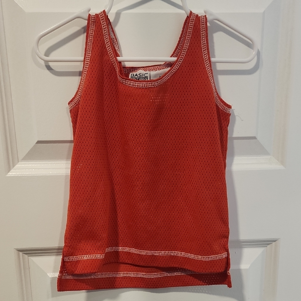 Basic Editions Red Ribbed Fitted Tank Top